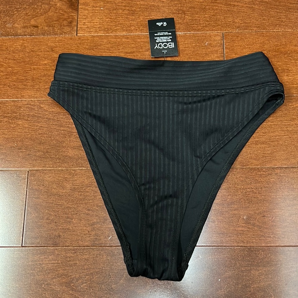 Black ribbed high waisted high rise bikini bottom NWT SMALL Cotton On BODY